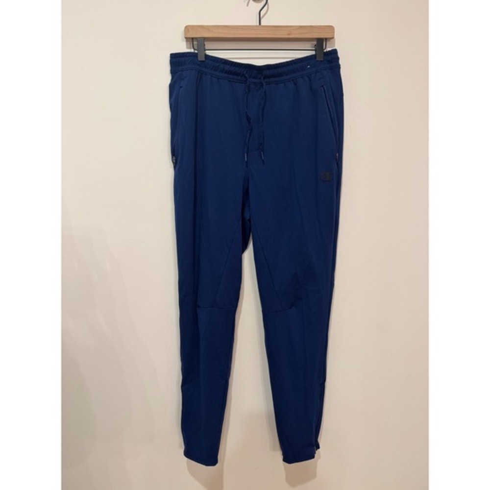 Champion Men's Blue Athletic Jogger Pants Size L‎ Zip Cuffs Drawstring Waist